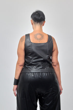 Bustino pelle zip - Nero