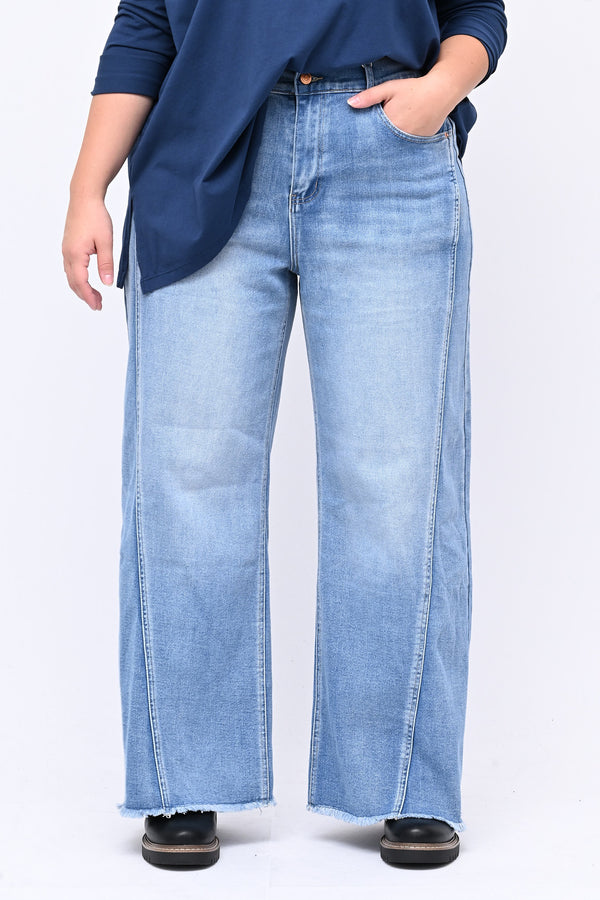Jeans palazzo sfrangiato - Jeans chiaro