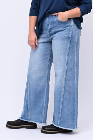 Jeans palazzo sfrangiato - Jeans chiaro