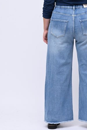 Jeans palazzo sfrangiato - Jeans chiaro