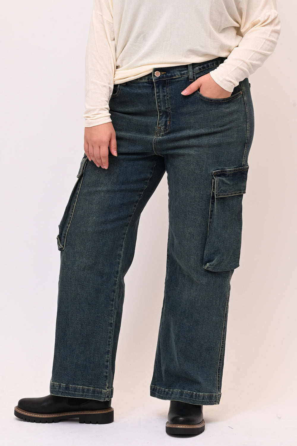 Jeans cargo - Jeans sfumato Tè