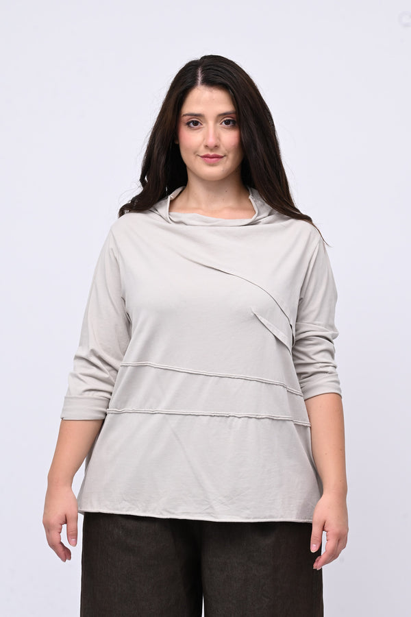 Maglia collo vulcano - Gesso