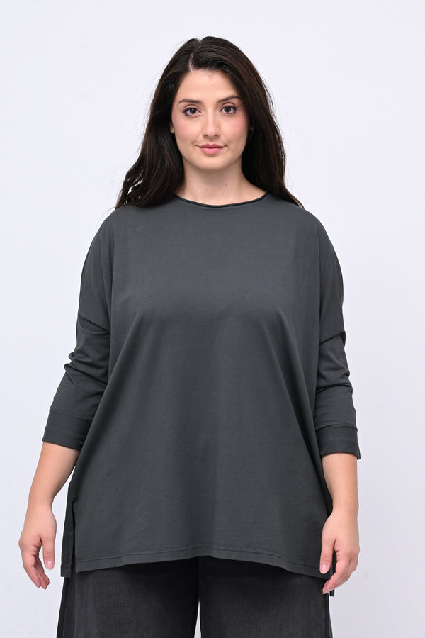 Maglia scatoletta spacchi - Grigio