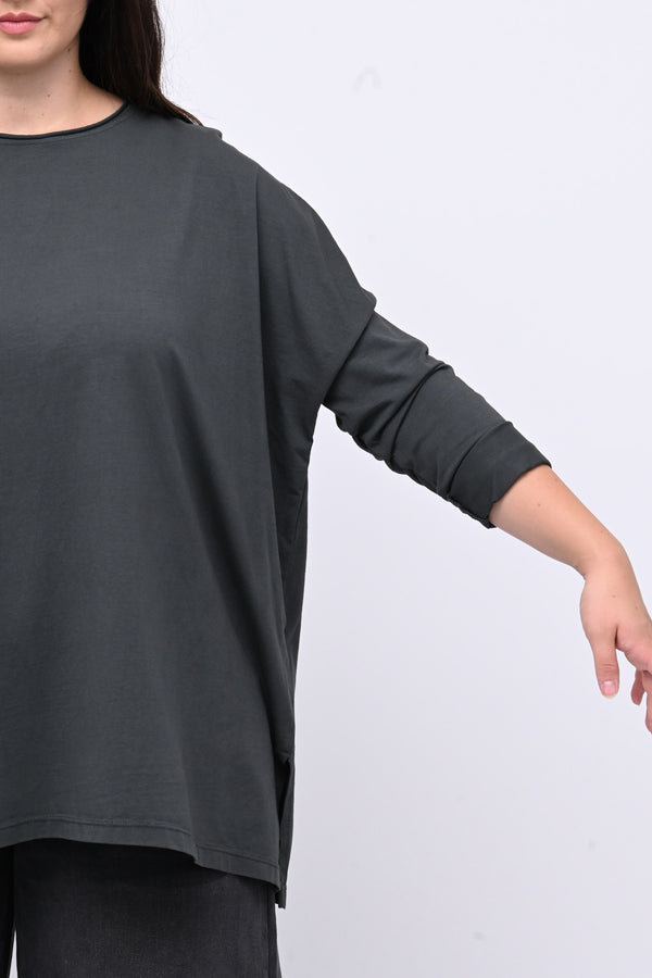 Maglia scatoletta spacchi - Grigio