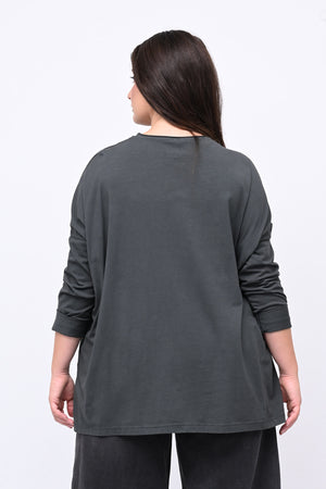 Maglia scatoletta spacchi - Grigio