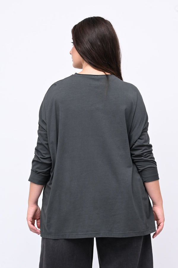 Maglia scatoletta spacchi - Grigio