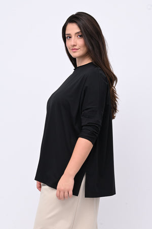 Maglia scatoletta spacchi - Nero