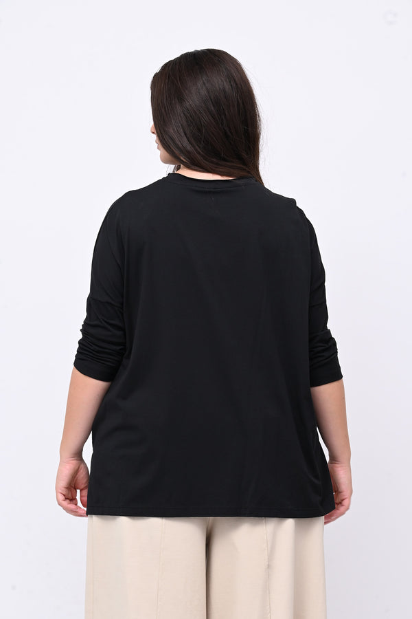 Maglia scatoletta spacchi - Nero