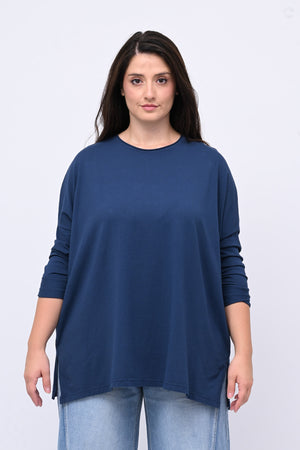 Maglia scatoletta spacchi - Blu