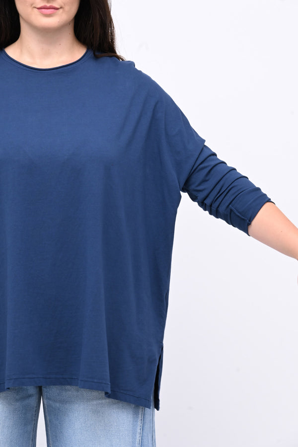 Maglia scatoletta spacchi - Blu