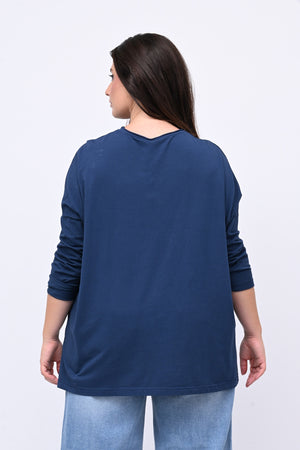 Maglia scatoletta spacchi - Blu