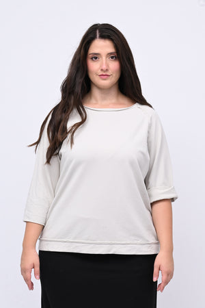 Felpa crop cuciture - Gesso