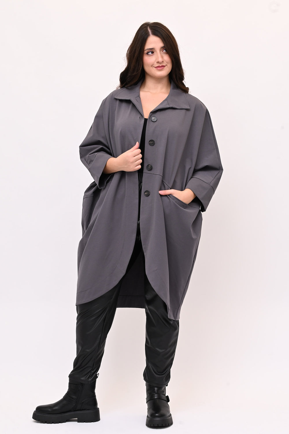 Spolverino ovetto over - Grigio piombo