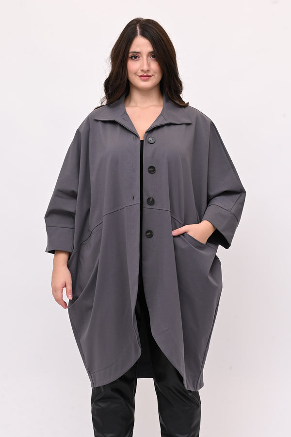 Spolverino ovetto over - Grigio piombo