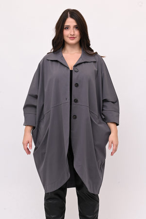 Spolverino ovetto over - Grigio piombo