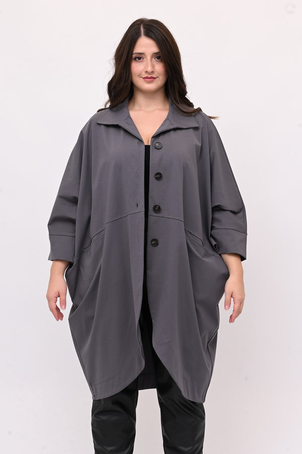 Spolverino ovetto over - Grigio piombo