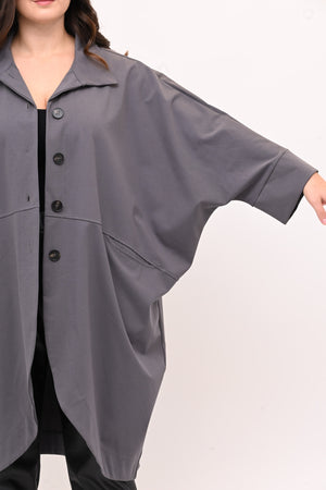 Spolverino ovetto over - Grigio piombo