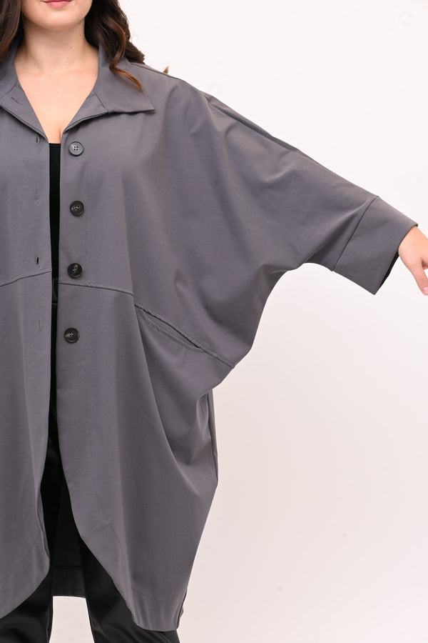 Spolverino ovetto over - Grigio piombo