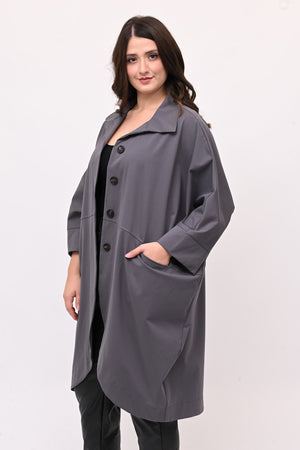 Spolverino ovetto over - Grigio piombo