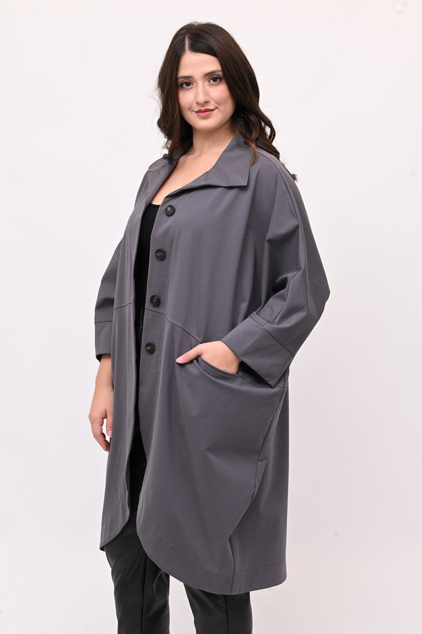 Spolverino ovetto over - Grigio piombo