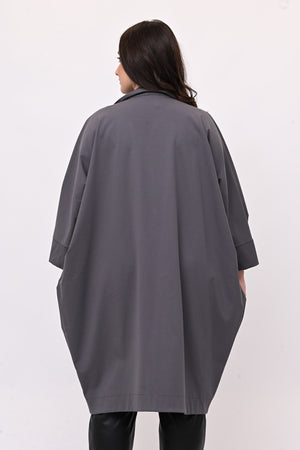 Spolverino ovetto over - Grigio piombo