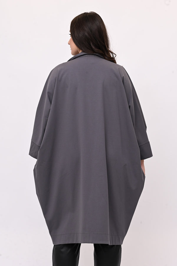 Spolverino ovetto over - Grigio piombo