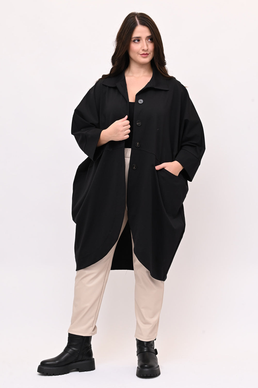 Spolverino ovetto over - Nero