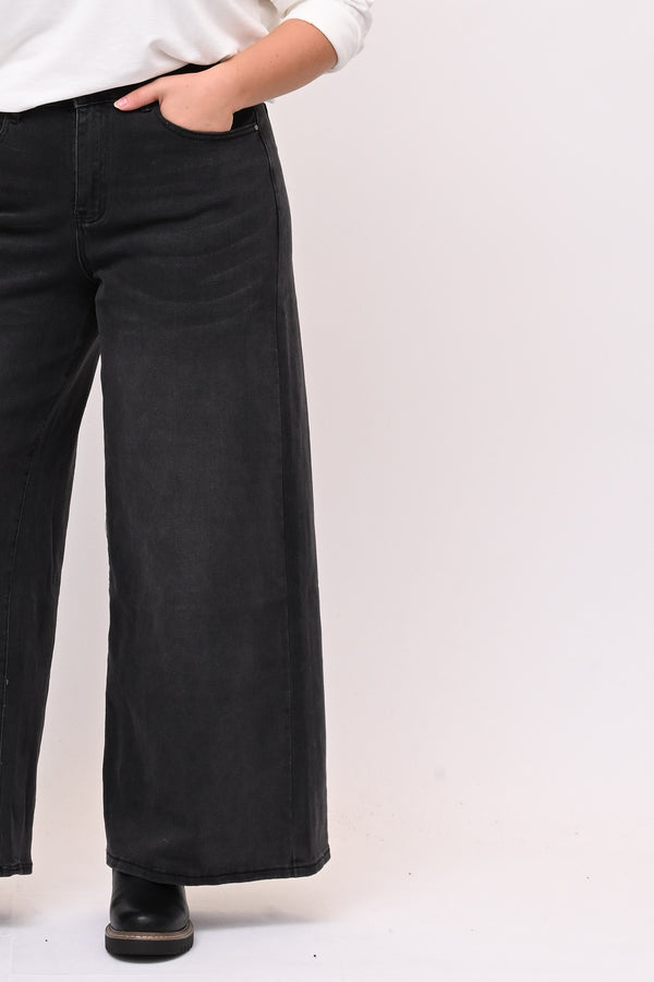Jeans palazzo nero - Nero