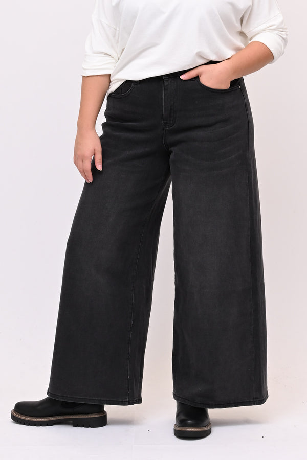 Jeans palazzo nero - Nero
