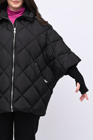 Piumino ovetto inserti maglia - Nero