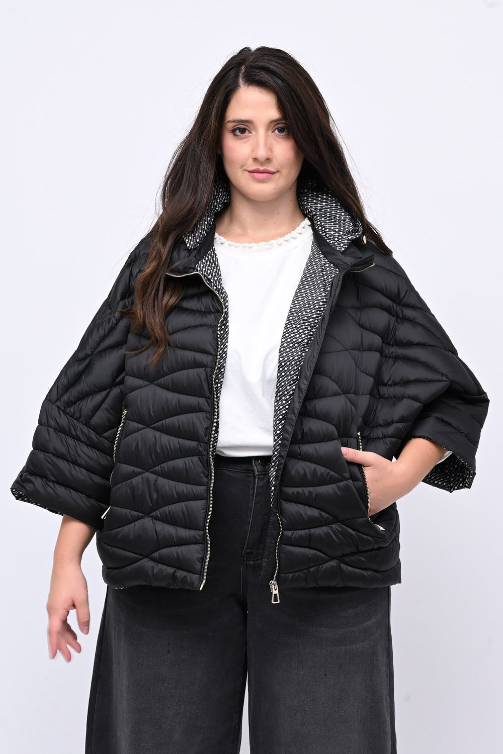 Piumino manica 3/4 - Nero