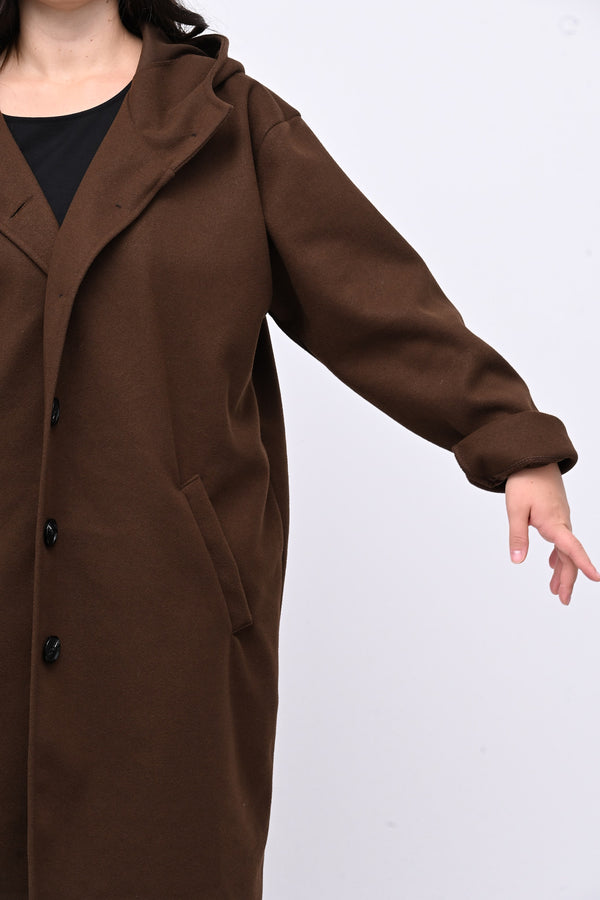 Cappotto bottoni cappuccio - Bruciato