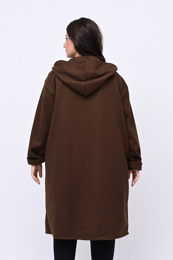 Cappotto bottoni cappuccio - Bruciato