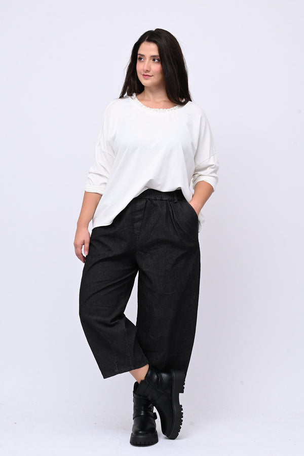 Pantacrop jeans pinces - Nero
