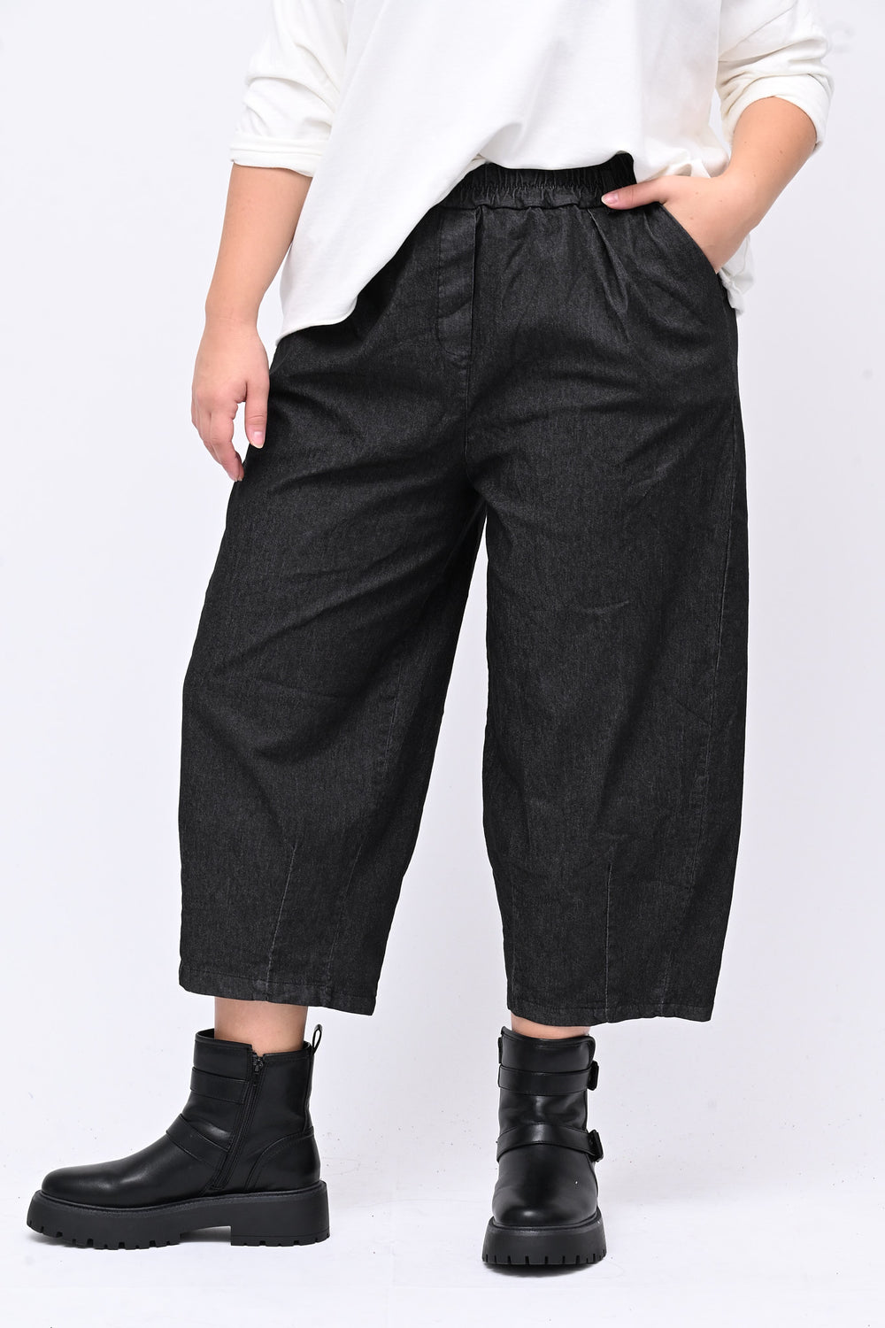 Pantacrop jeans pinces - Nero