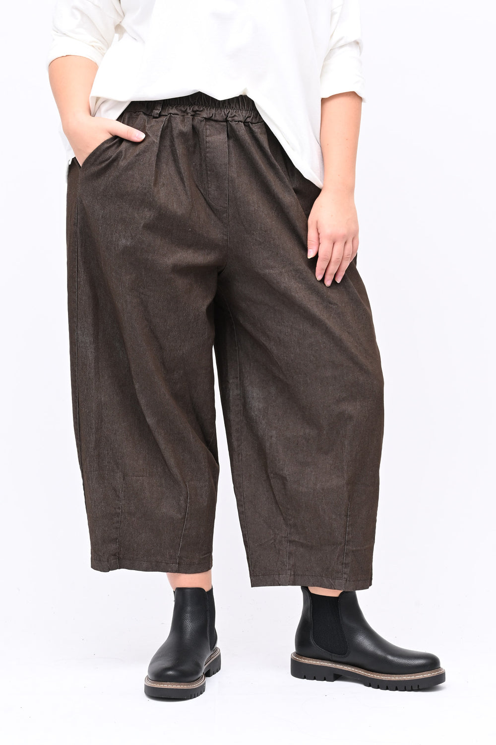 Pantacrop jeans pinces - Moro