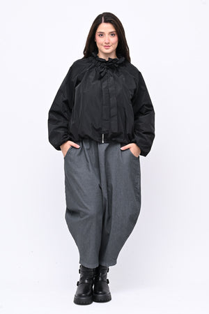 Giacca incerata laccio collo - Nero