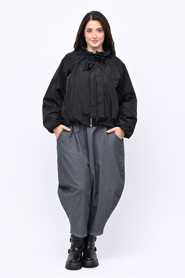 Giacca incerata laccio collo - Nero