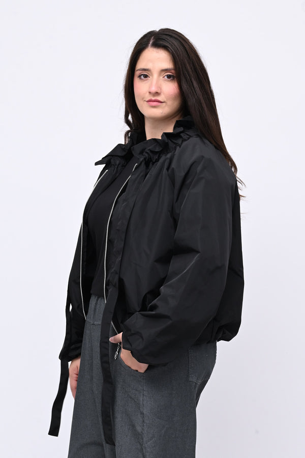 Giacca incerata laccio collo - Nero