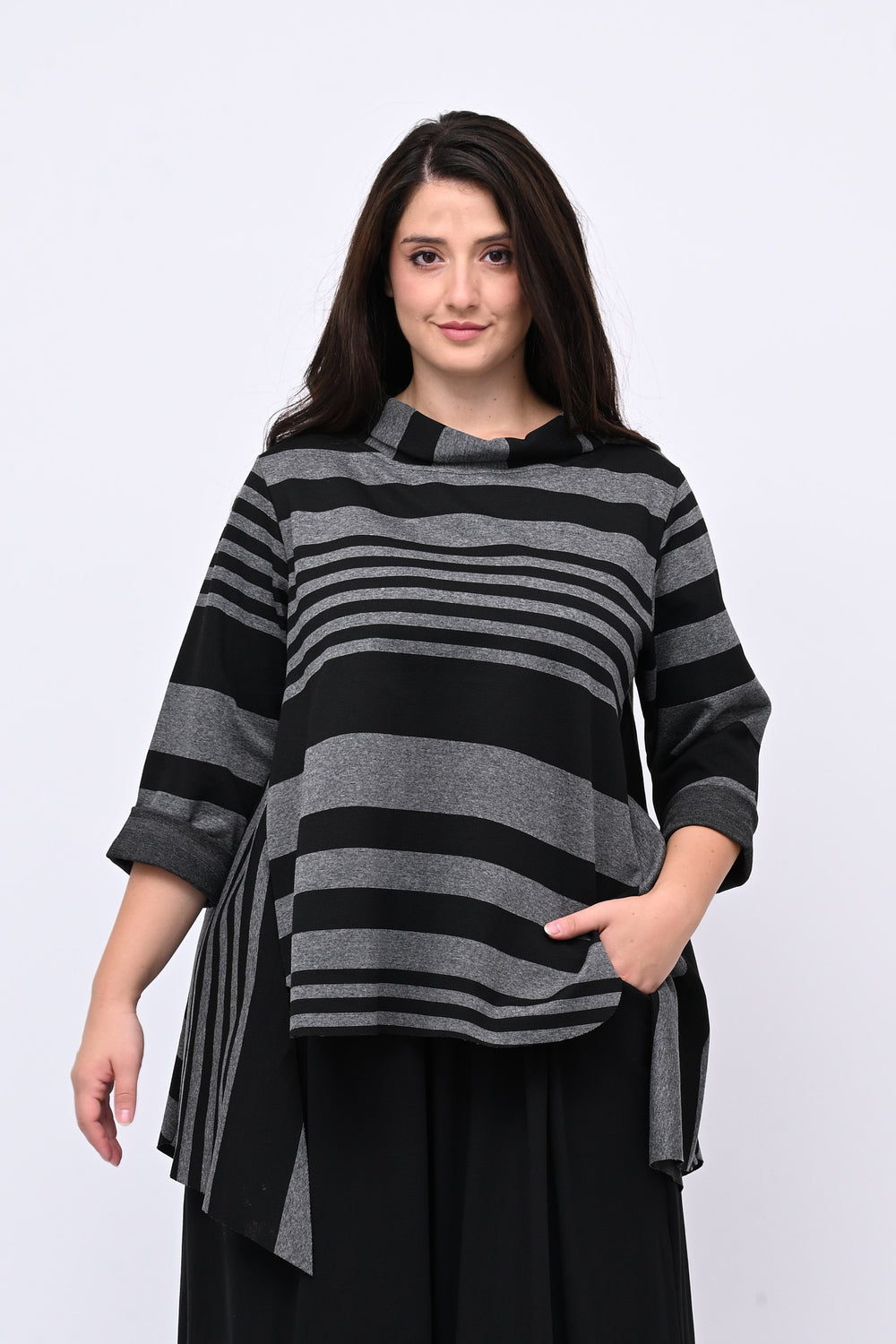 Maglia collo anello orlo vivo - Grigio
