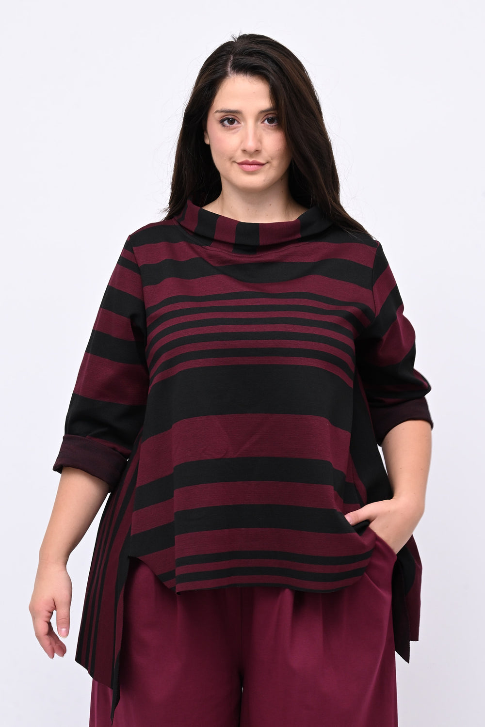 Maglia collo anello orlo vivo - Vino