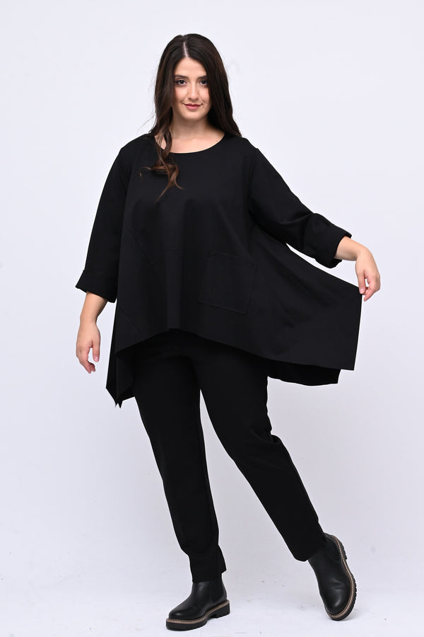 Maglia ruota punte tasca - Nero