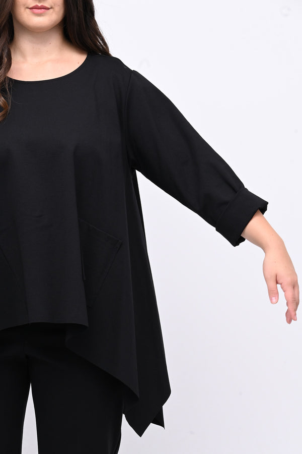 Maglia ruota punte tasca - Nero