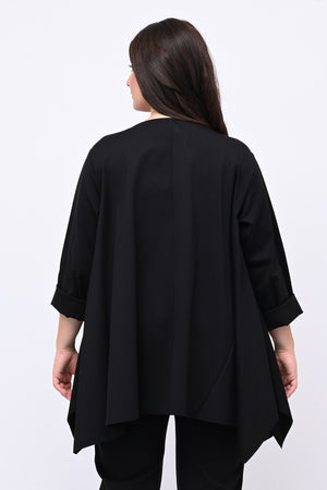 Maglia ruota punte tasca - Nero