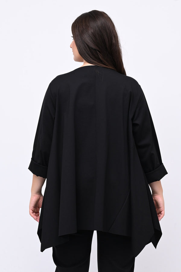 Maglia ruota punte tasca - Nero