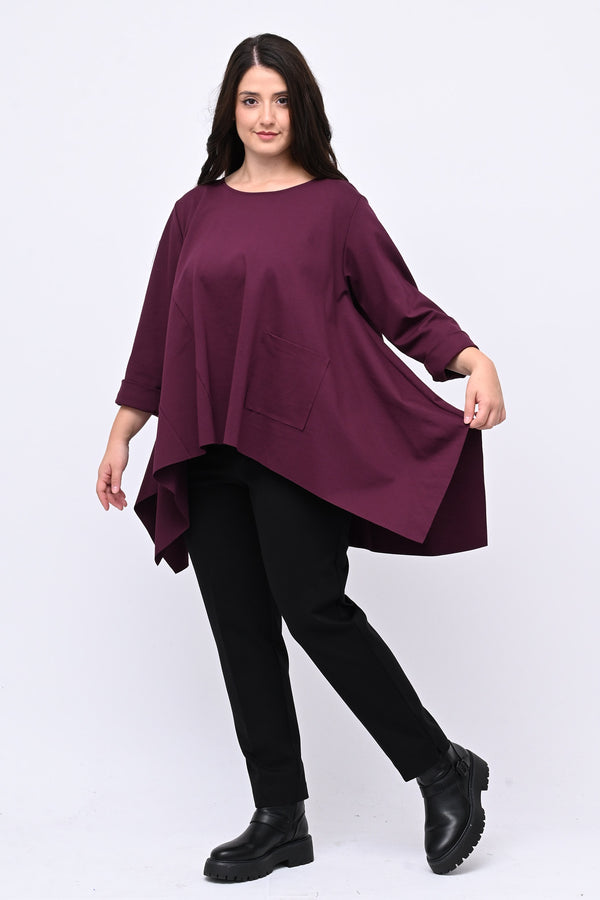 Maglia ruota punte tasca - Vino