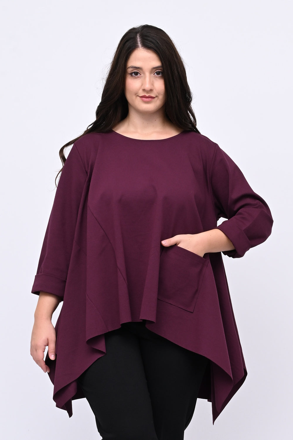 Maglia ruota punte tasca - Vino