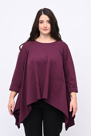 Maglia ruota punte tasca - Vino