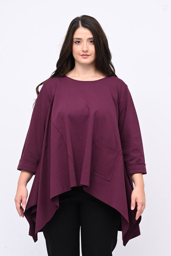 Maglia ruota punte tasca - Vino