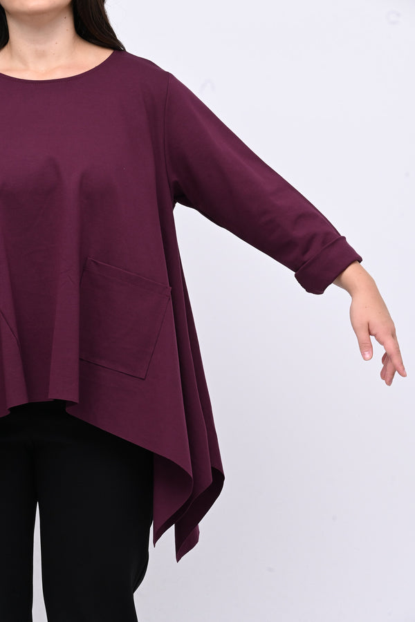 Maglia ruota punte tasca - Vino